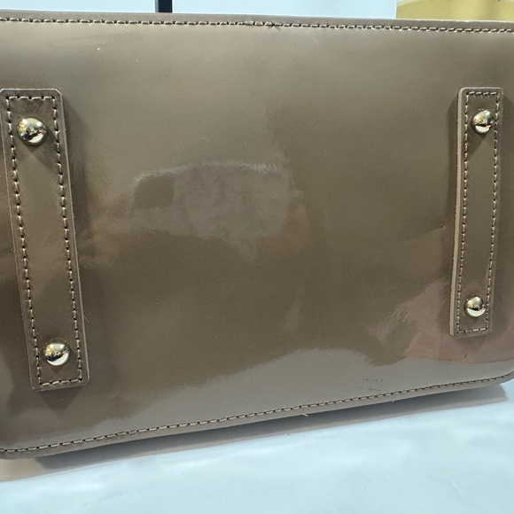 Dooney & Bourke Patent Leather Domed Satchel Bag-Tan-Classic Style Purse - Picture 4 of 10